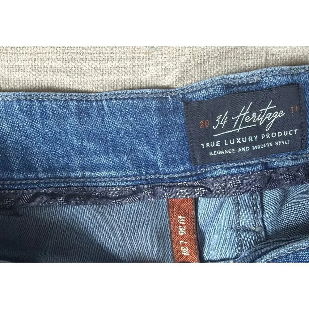 34 Heritage Courage Mens Mid Rise Straight Leg Jeans Medium Wash Blue 36x34